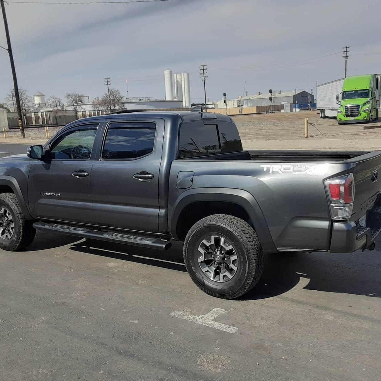 Gray truck tinted in Hanford at tint plus auto glass